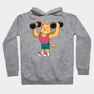 Cat at Bodybuilding with Dumbbells Hoodie